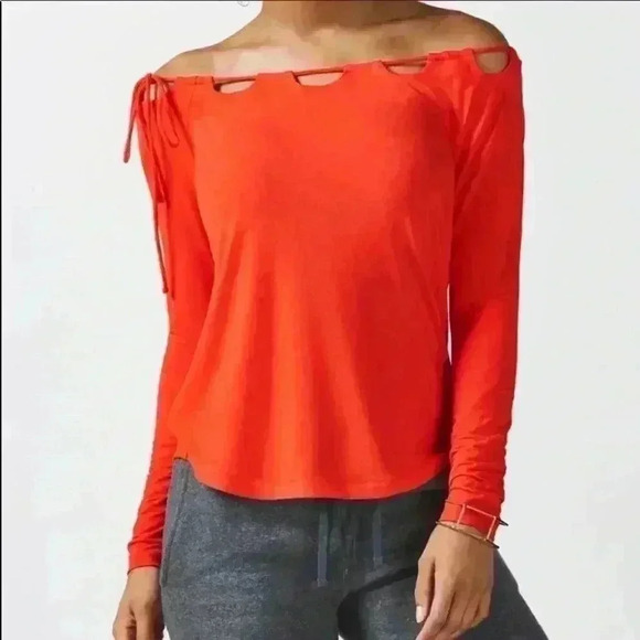 Fabletics Carla Red/Orange Long Sleeve‎ Top Size XS - Picture 2 of 8